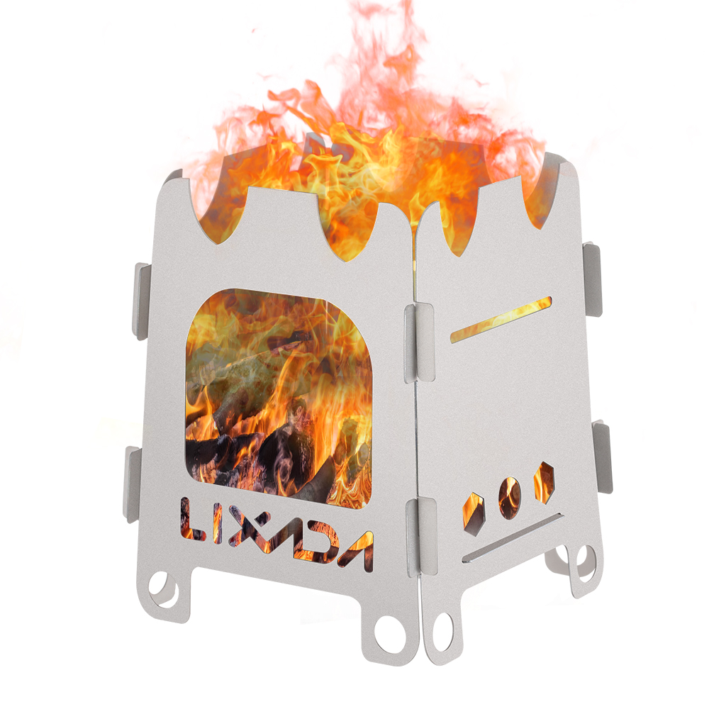 Outdoor Camping Wood Stove - Lixada Titanium/Stainless steel Outdoor Camping Stove