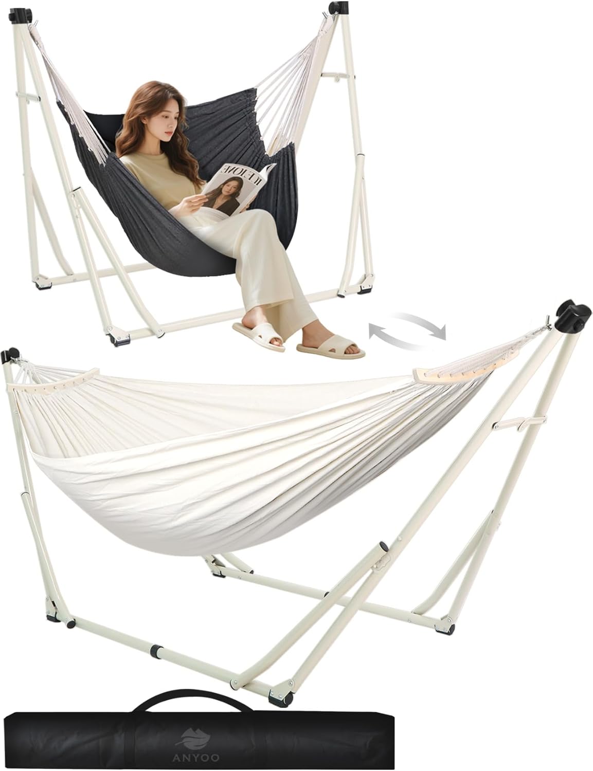 Outdoor Camping Hammock - 2-in-1 Hammock and Swinging Chair with