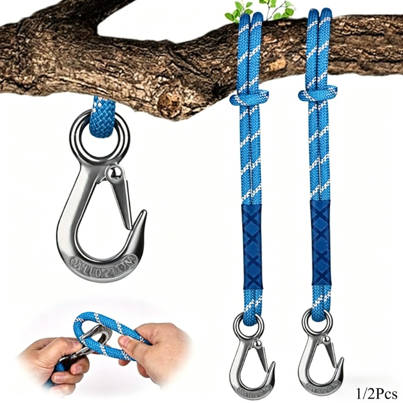 Outdoor Camping Hammock - 1/2Pcs Wear Resistant Metal Hook Nylon