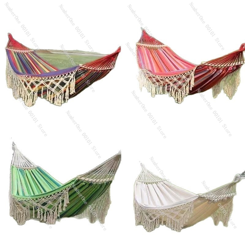 Outdoor Camping Hammock - Canvas Double Hammock with Tassel Outdoor