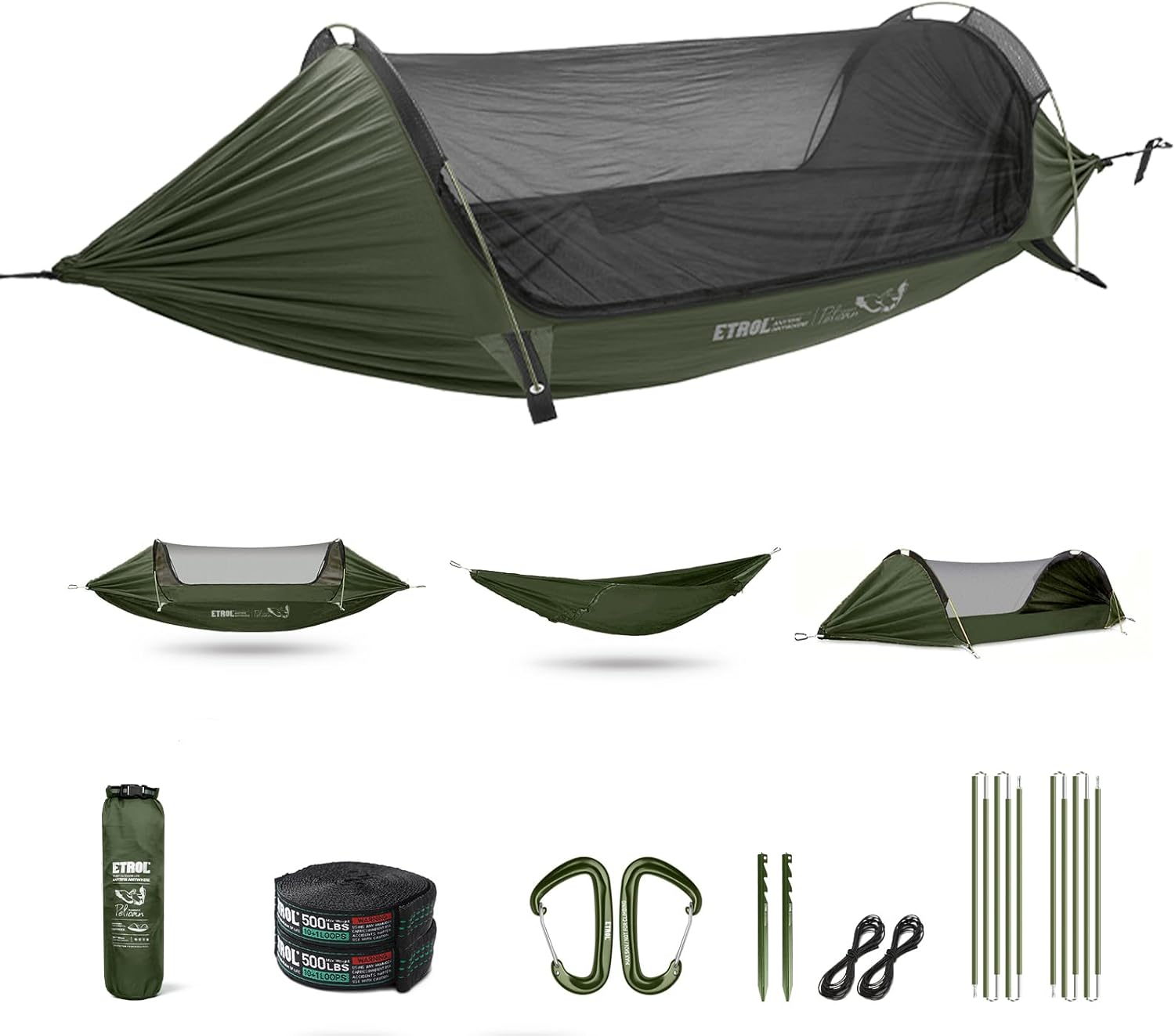 Outdoor Camping Hammock - 3-in-1 Camping Hammock with Mosquito Net,