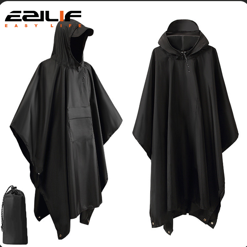 Camping Rain Poncho - 3 In 1 Outdoor Military Raincoat
