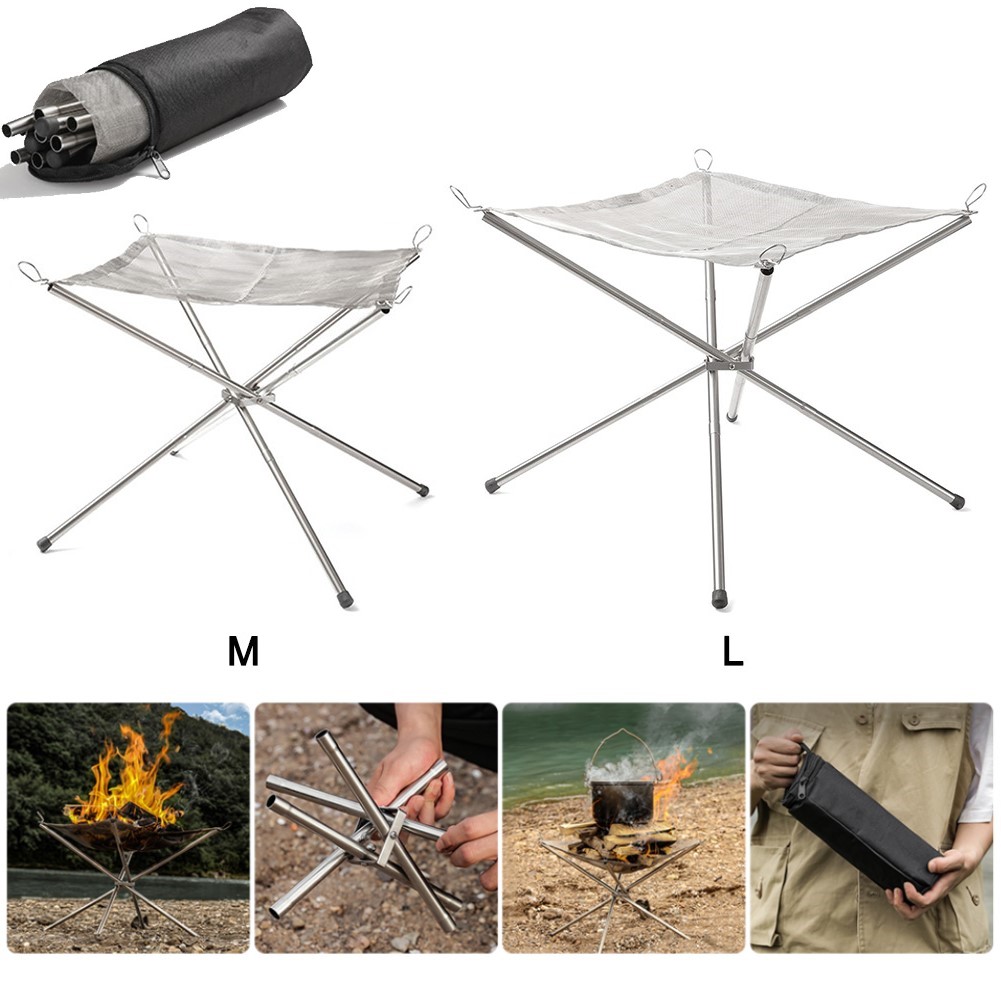 Outdoor Camping Wood Stove - Portable Camping Fire Pit Grill Stainless