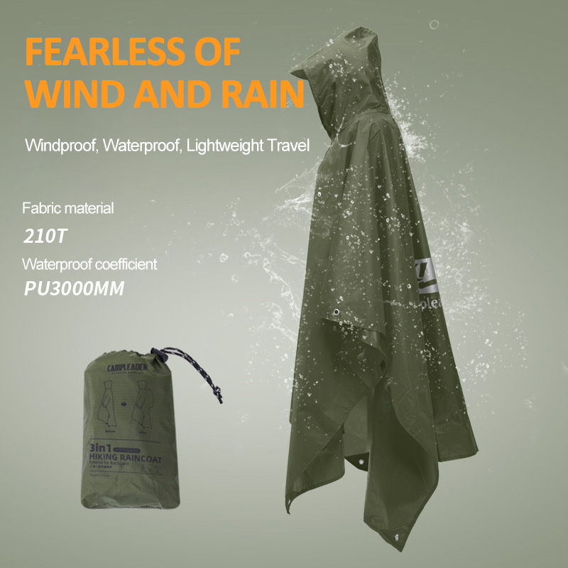 3 In 1 Outdoor Raincoat Hooded - Camping Rain Poncho review and price