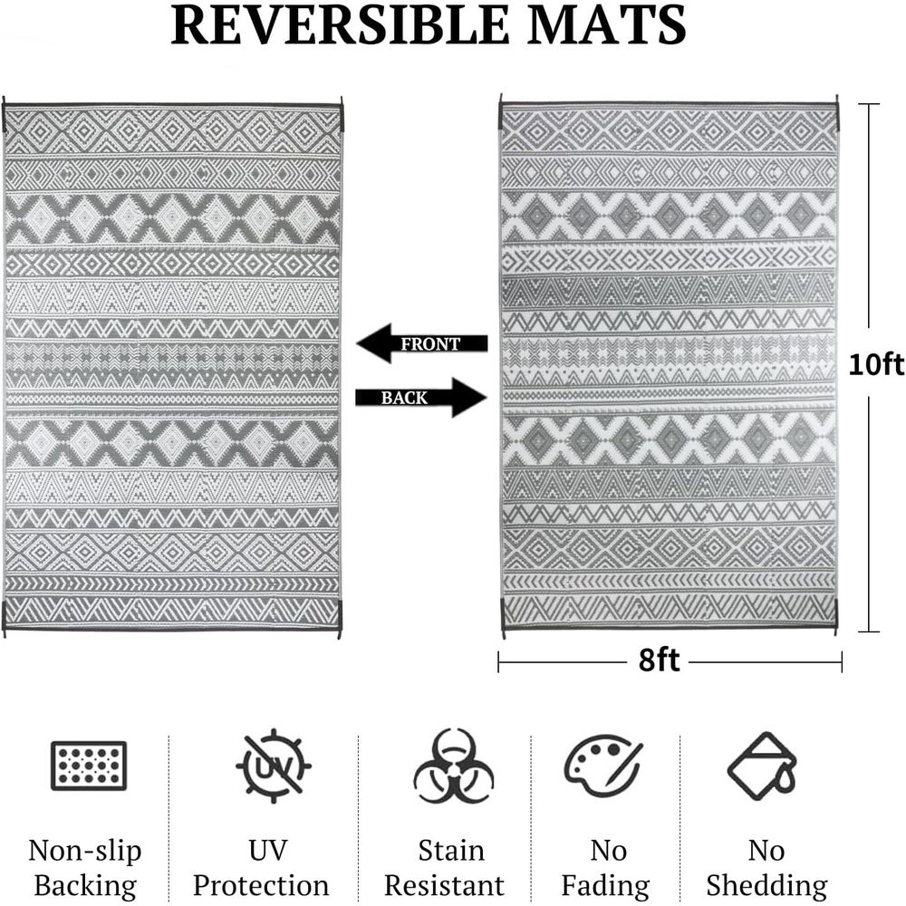 Outdoor Rug 8x10, Reversible P - Camping Outdoor Or Indoor review and price