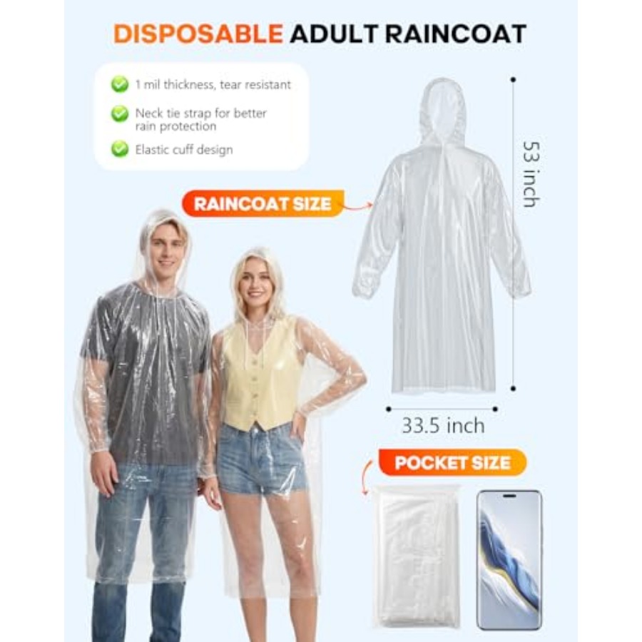 Disposable Rain Ponchos, 6PK/9 - Camping Rain Poncho review and price