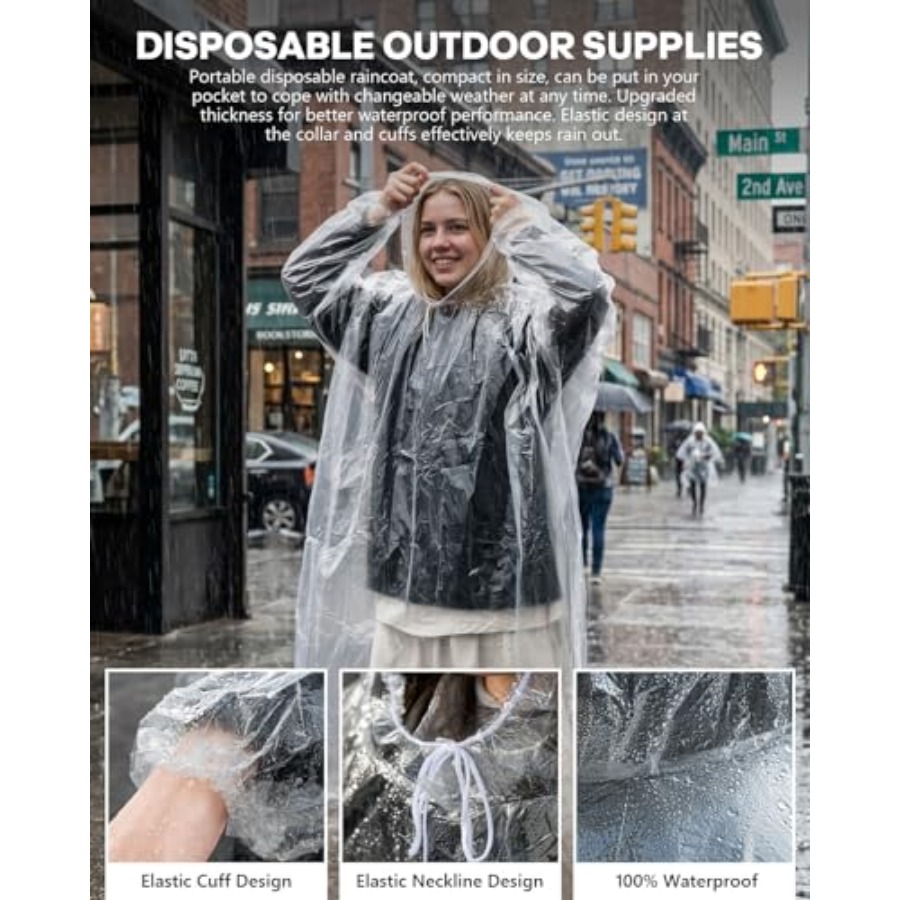 Disposable Rain Ponchos, 6PK/9 - Camping Rain Poncho review and price