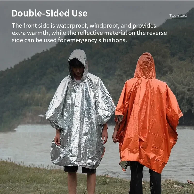 Aluminum Coated Hooded Emergen - Camping Rain Poncho review and price