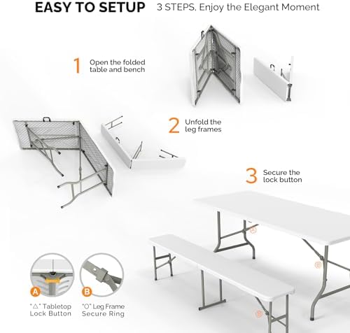 Picnic Table Set with 2 Benche - Camping Outdoor Or Indoor review and price