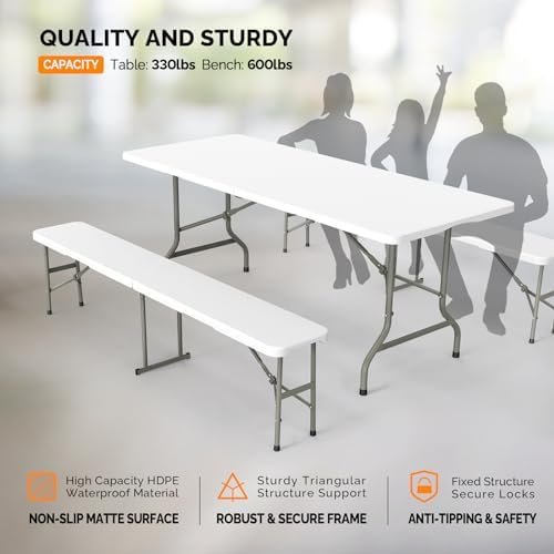 Picnic Table Set with 2 Benche - Camping Outdoor Or Indoor review and price