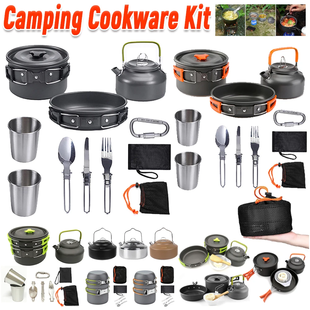 Camping Cookware Kit Kettle Po - Outdoor Camping Utensils review and price