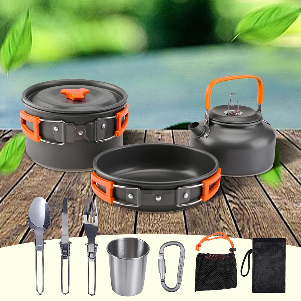 Camping Cookware Kit Kettle Po - Outdoor Camping Utensils review and price